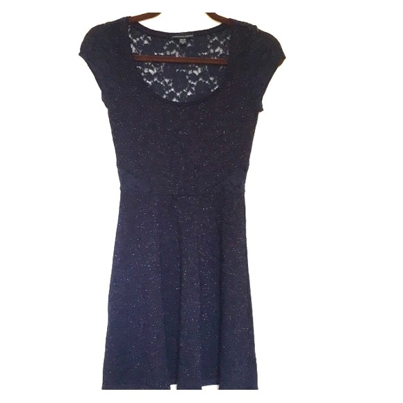NWOT American eagle Navy blue sparkle/lace dress - Picture 4 of 9